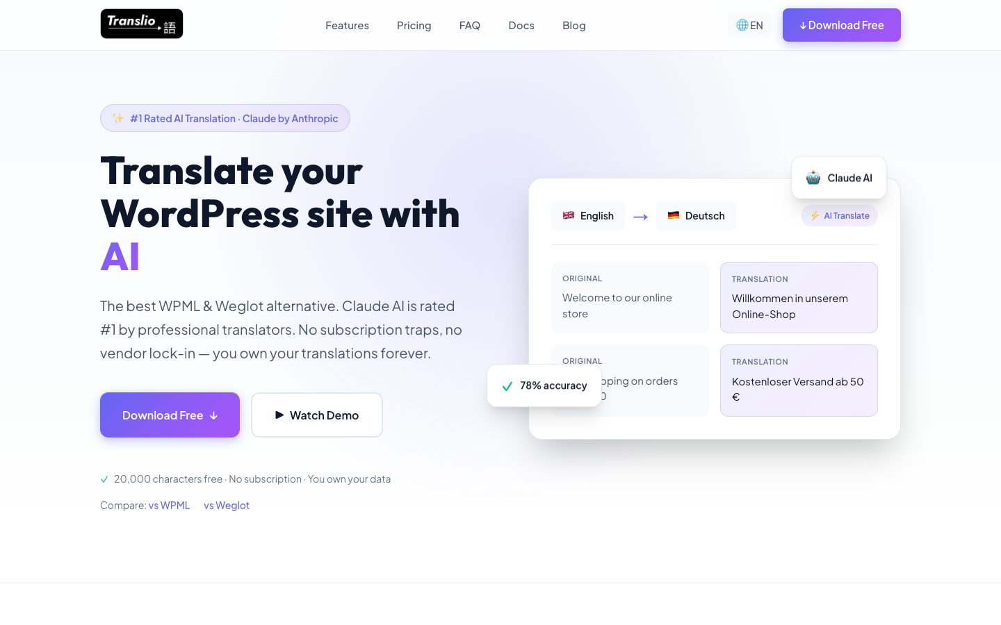 Translio — Plugin de tradução com IA para WordPress